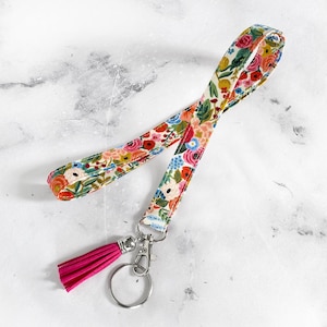 Rifle Paper Co Lanyard for Keys, Floral Badge Holder, Boho ID Keychain Lanyard, Teacher Lanyard, Skinny Lanyard, Long Key Strap