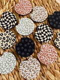 Checker Car Coasters set of 2, New Car Gift for Her, Retro Cup Holder, Cute Car Accessories, Cheetah Print Car Decor, Girl Stocking Stuffers
