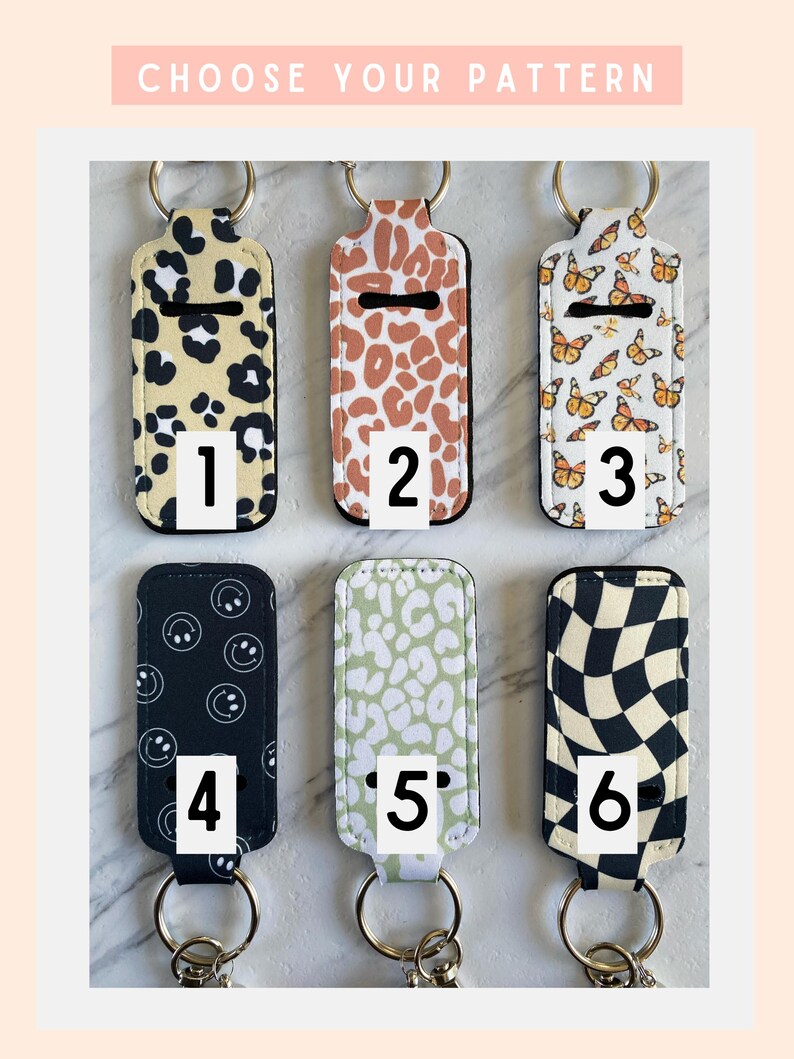 Checker Keychain Lip Balm Holder, Girly Chapstick Key Fob, Retro