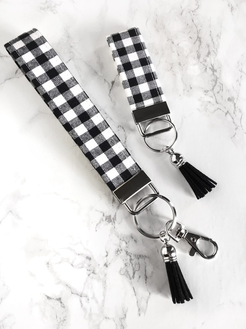 Gingham Keychain Wristlet Lanyard for Women Key Fob Gift for Etsy.de