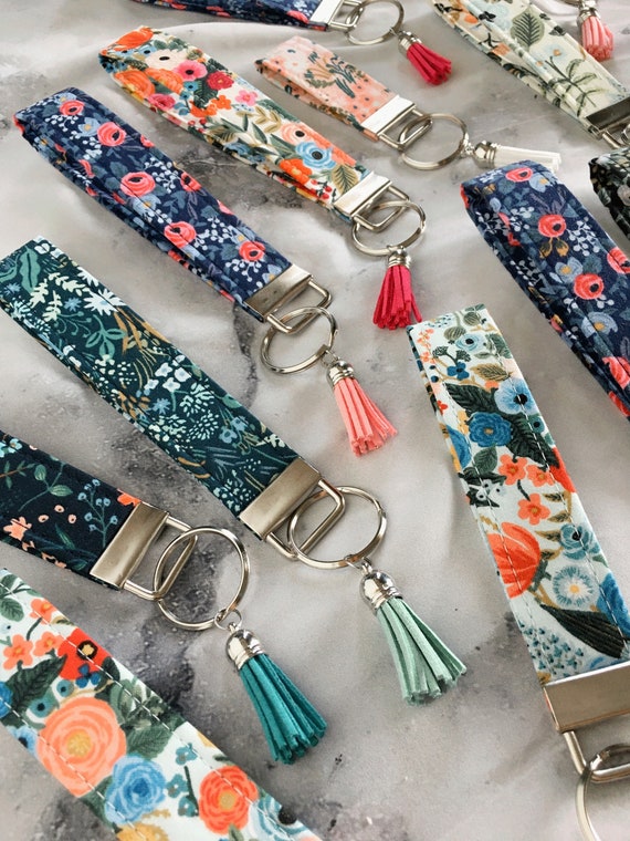 Rifle Paper Co Floral Wristlet Keychain, Girly Keychain, Key Fob Wristlet, Mothers Day Gift, Keychain Wristlet, keychain for woman