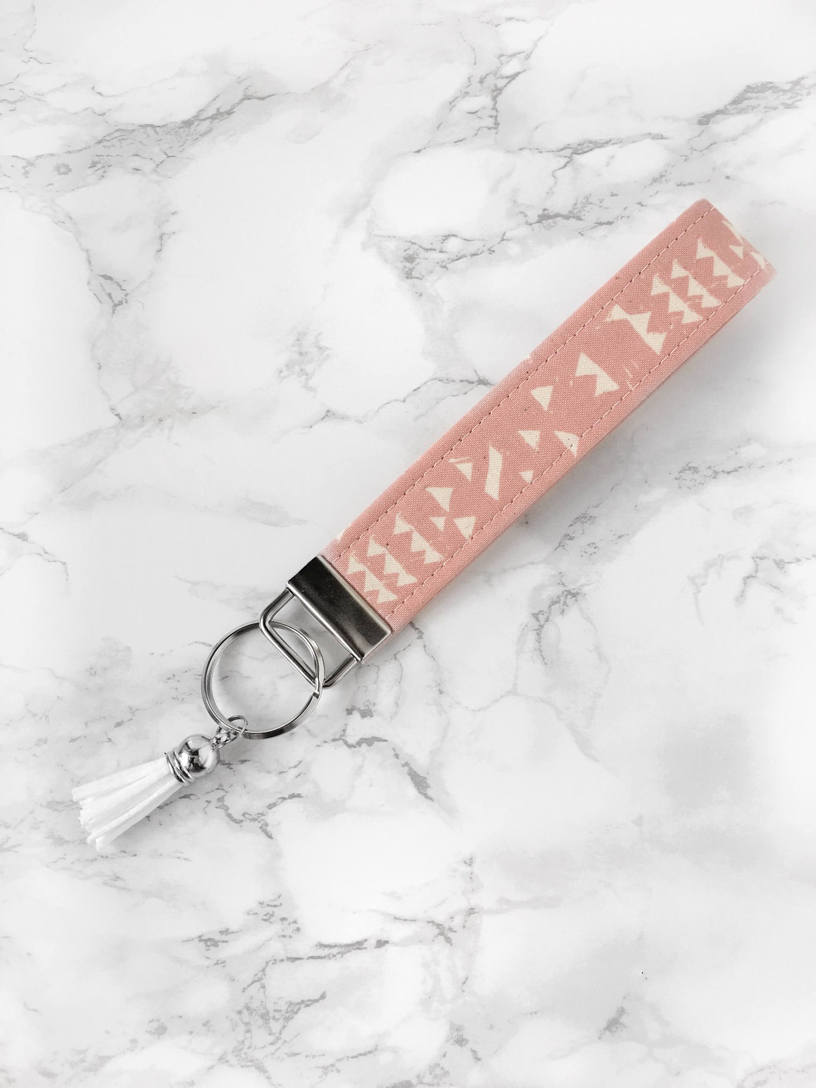 Cotton Steel Wristlet Keychain Pink Girly Keychain Key Fob Etsy