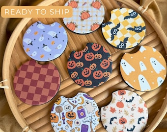 Fall Car Coasters set of 2, New Car Gift for Her, Sweet Sixteen present, Cute Car Accessories,  Halloween Car Decor, neoprene coasters