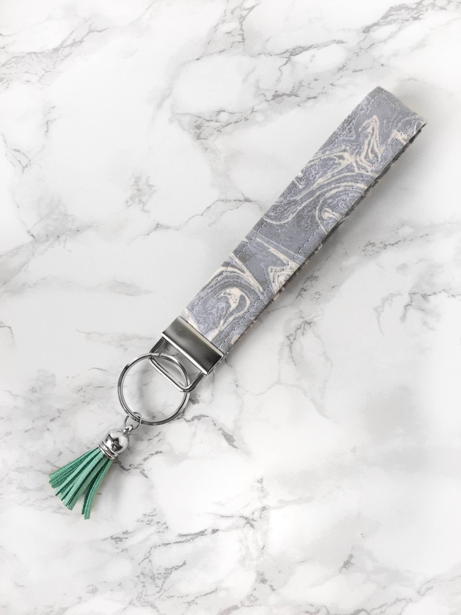 Marble Wristlet Keychain Girly Keychain Marble Key Fob Etsy