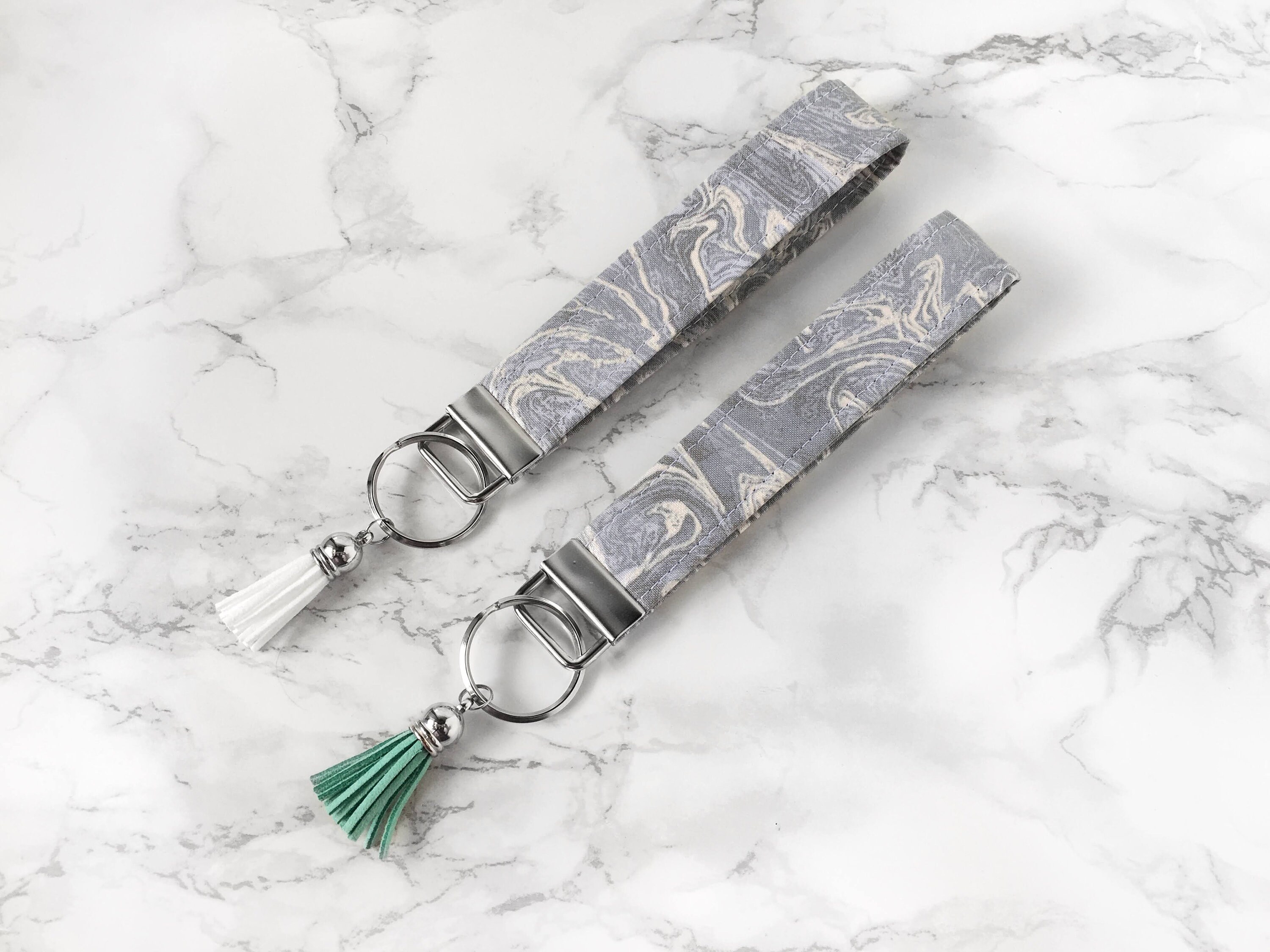 Marble Wristlet Keychain Girly Keychain Marble Key Fob Etsy