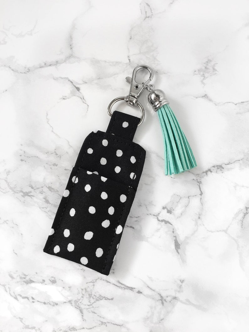 Polka Dot Chapstick Holder Keychain Black Lip Balm Holder Etsy
