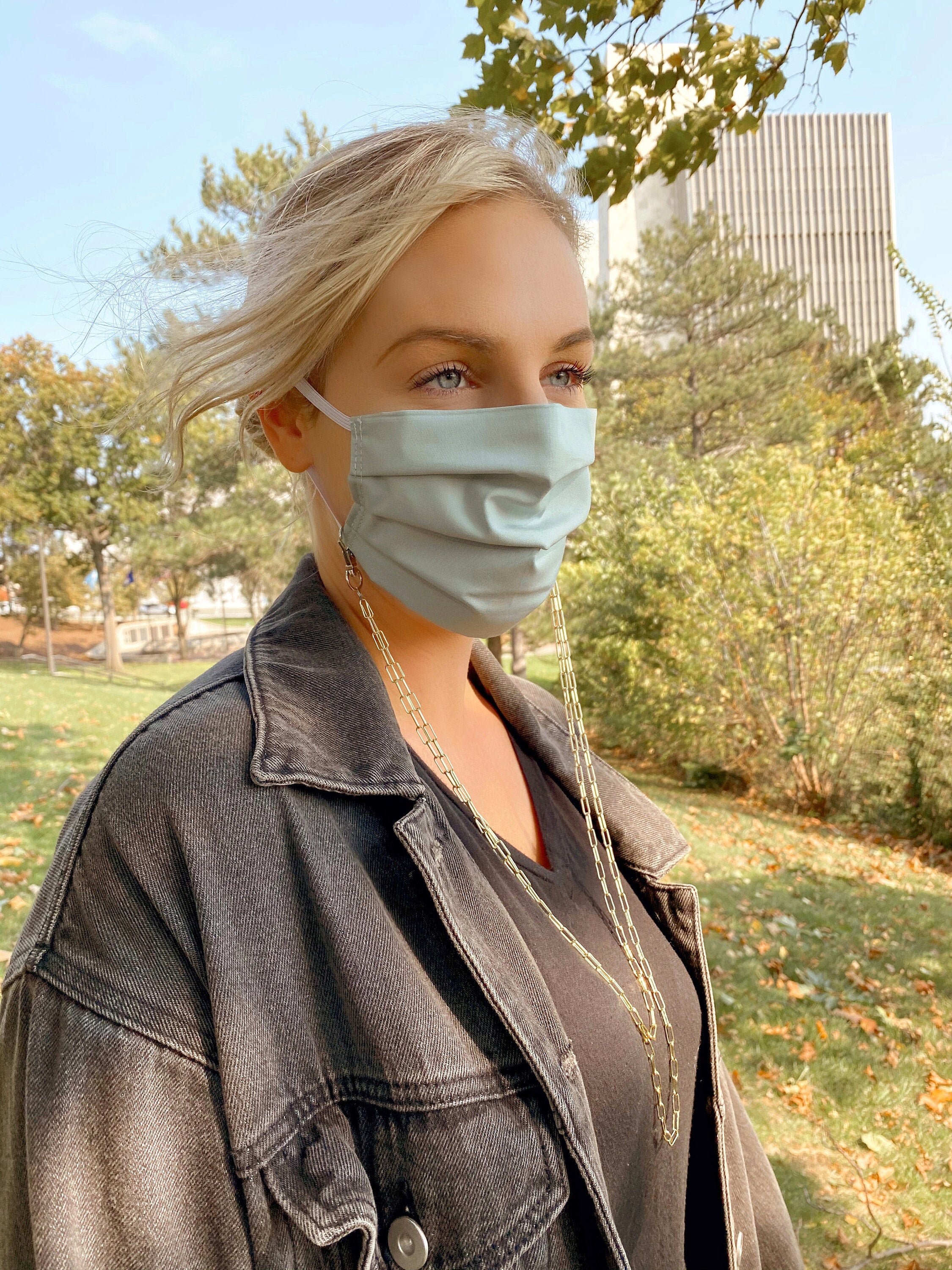 Light Turquoise Lightweight Fabric Mask With Filter Pocket Etsy