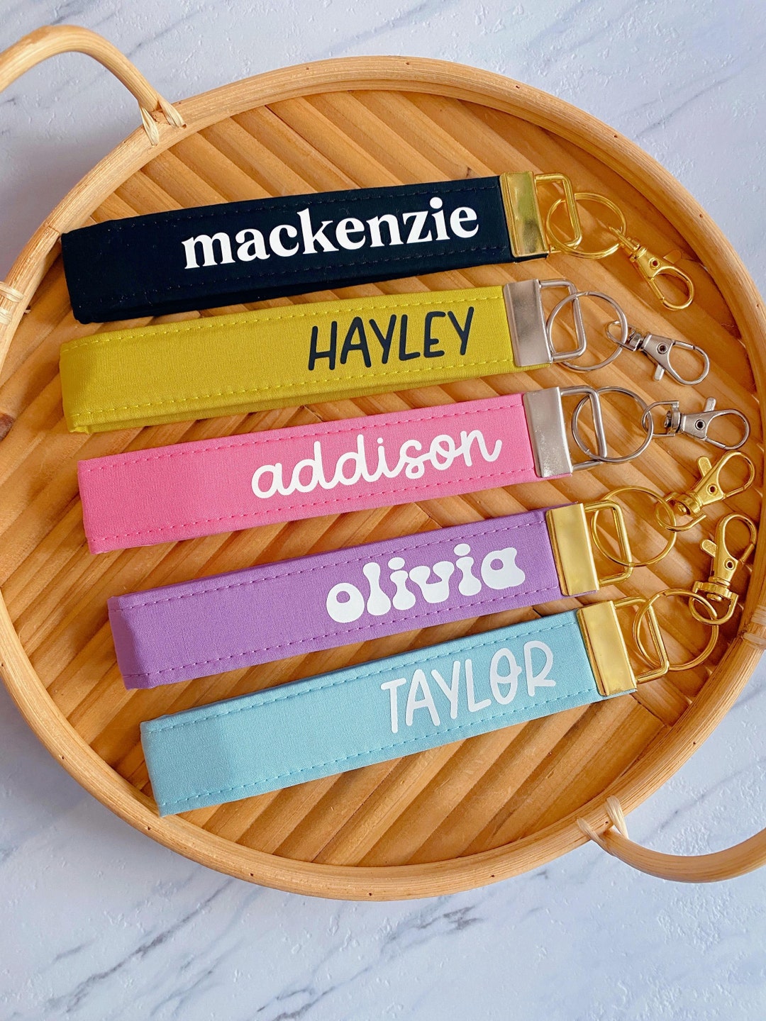 Keychain Cursive Personalized Keychain Wristlet for Women, Cursive Name Key Fob, Cute ...