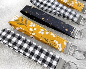 Wristlet Keychain, Rifle Paper Co Girly Keychain for Women, Modern Key Fob Wristlet Lanyard, Gift for Her, Gold Keychain Wristlet