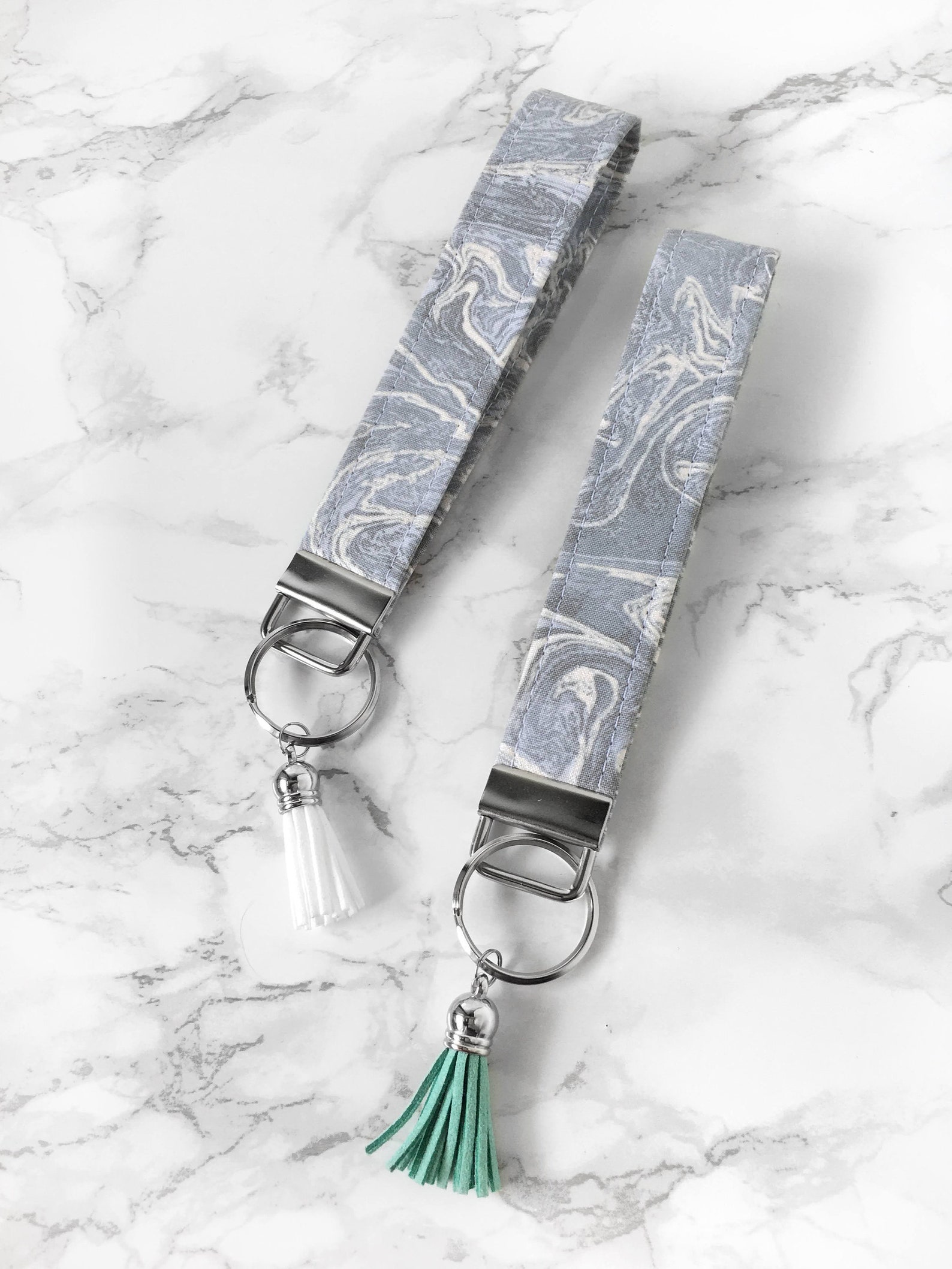 Marble Wristlet Keychain Girly Keychain Marble Key Fob Etsy