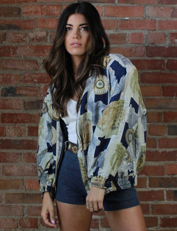 Vintage Fuda International Landscape Silk Bomber J
