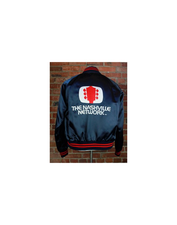 Vintage 80's Nashville Network Bomber Jacket Satin