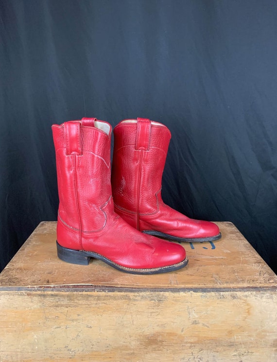 Women's Vintage Justin Red Leather Cowboy Boots -