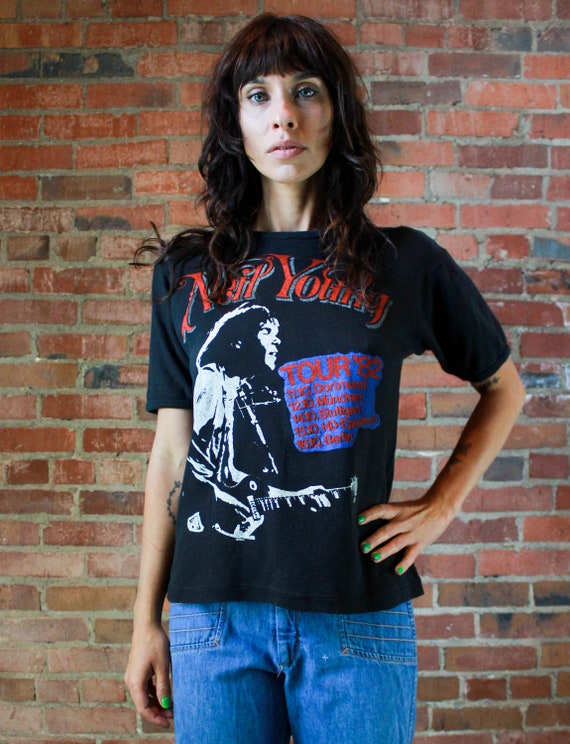 Vintage Neil Young Concert T Shirt 1982 German Tou