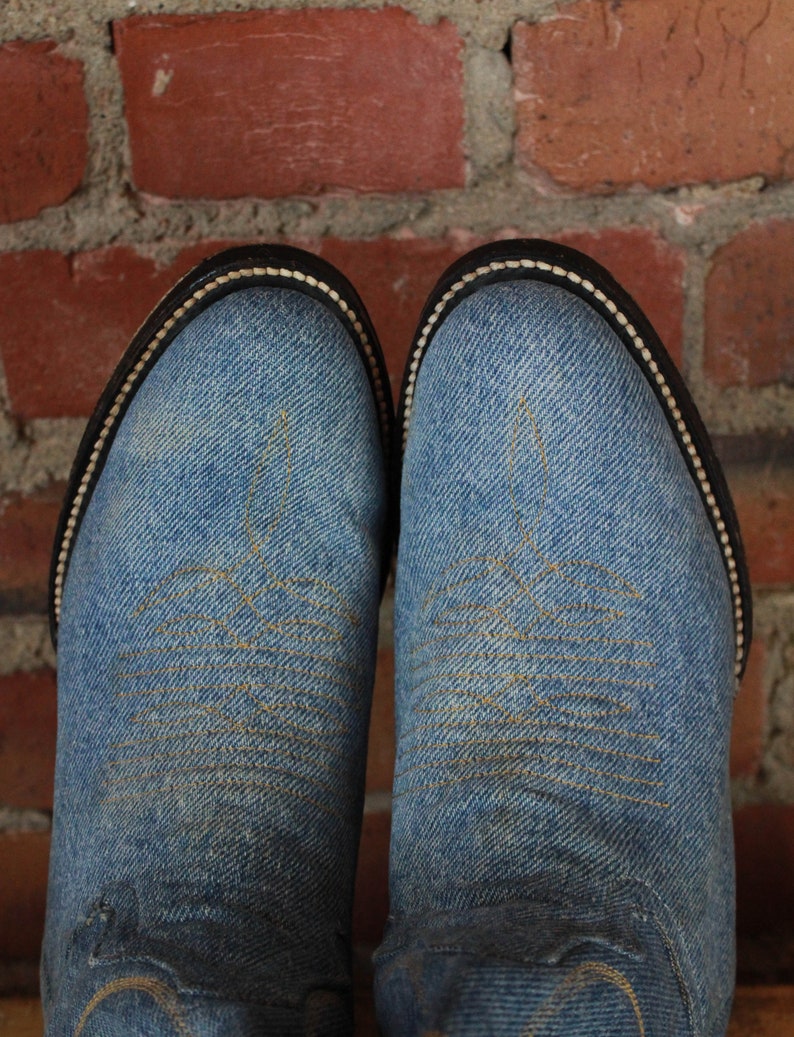 Women/'s Vintage Denim Western Cowboy Boots Size 6