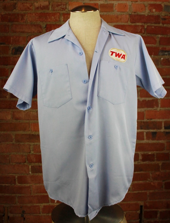 Men's Vintage 80's TWA Lee Mechanic Work Shirt Sho
