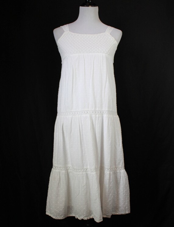 Women's Vintage White Swiss Dot Babydoll Dress - X