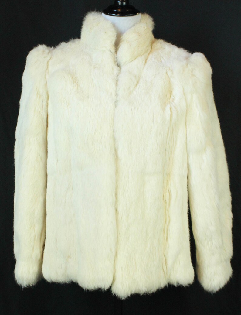 Vintage White Rabbit Fur Coat Women's Medium Etsy