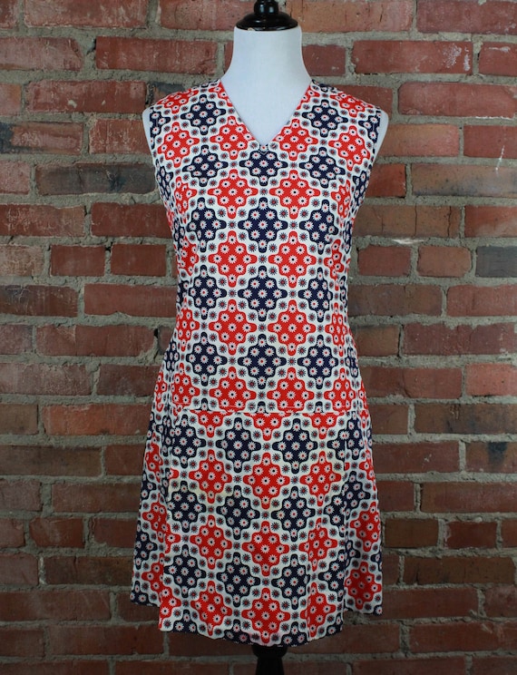Women's Vintage 60's Red White Blue Mod Jumper - M