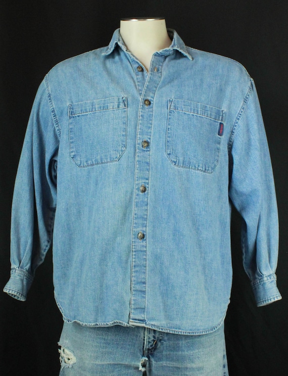 guess denim shirt mens