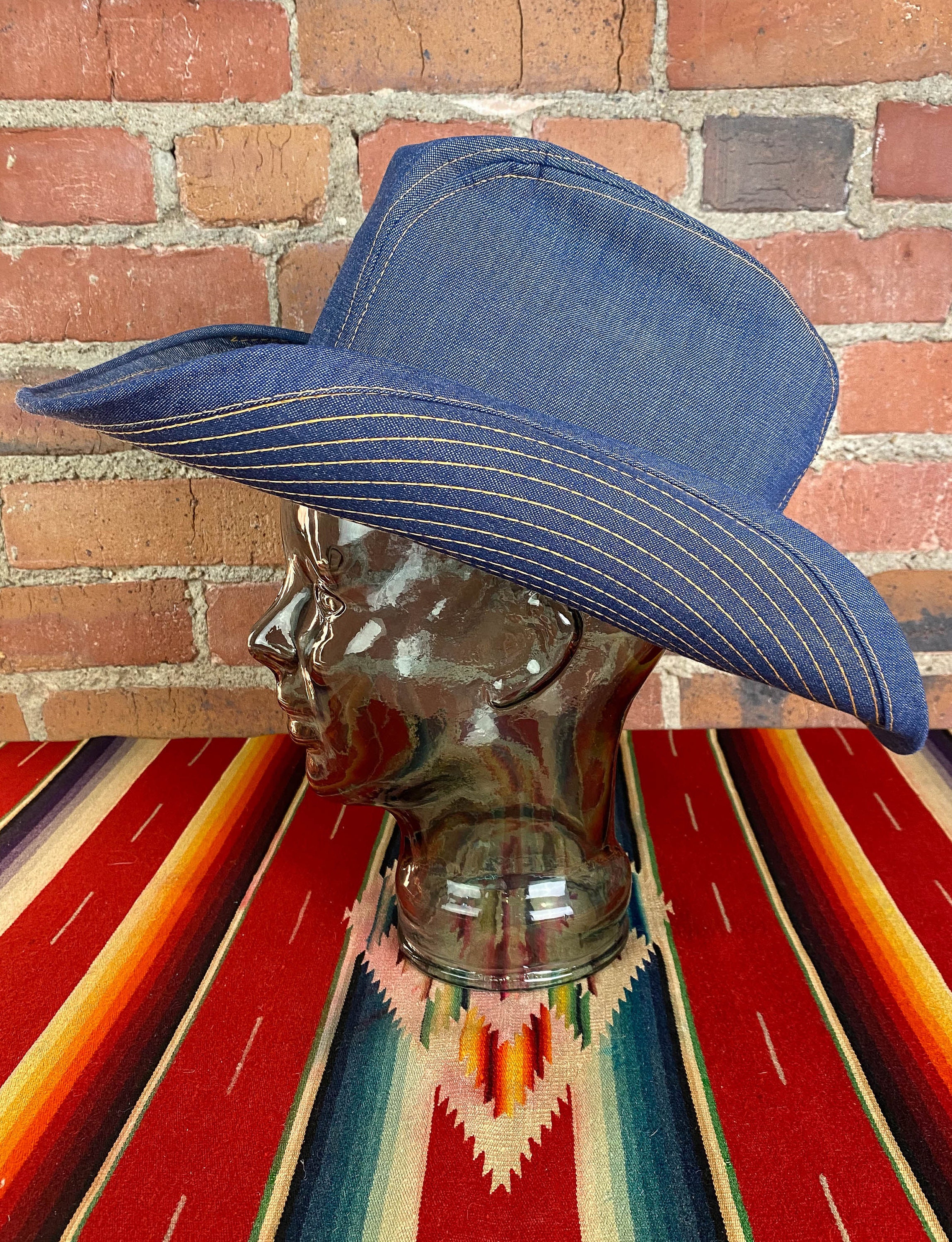Vintage 70's Denim Cowboy Hat Rodeo Style Unisex Size 7 Etsy