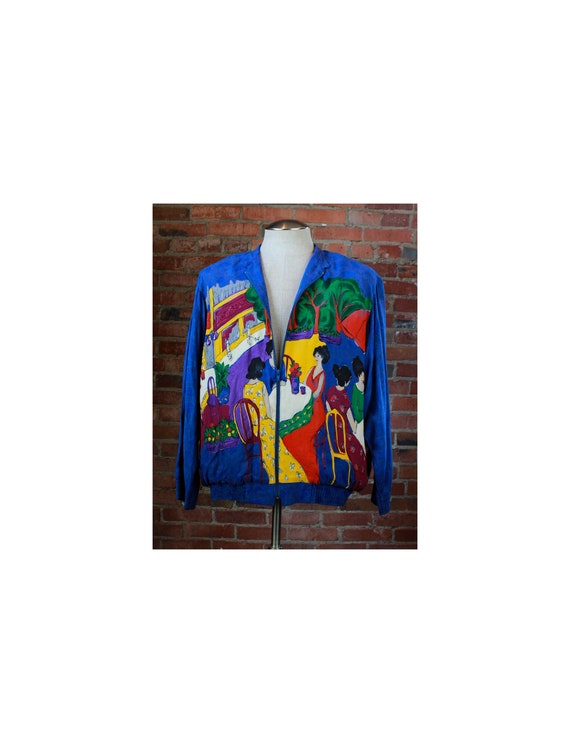 Vintage 80's Starfire Bomber Jacket Silk Rayon Wea