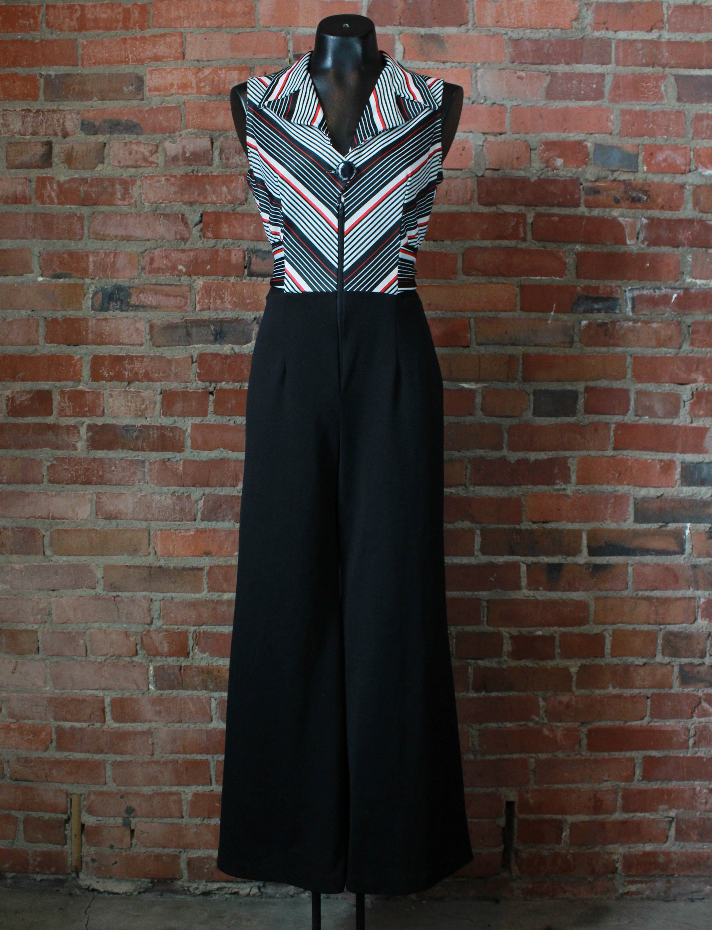 Women's Vintage 70's Jumpsuit Polyester Wide Leg Deep Etsy