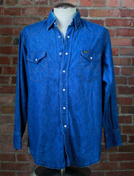 Men's Vintage 50's Wrangler Western Shirt Denim Pe