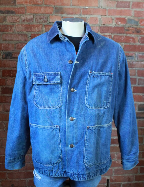 Men's Vintage Dee Cee Denim Chore Coat Size 42 Lar