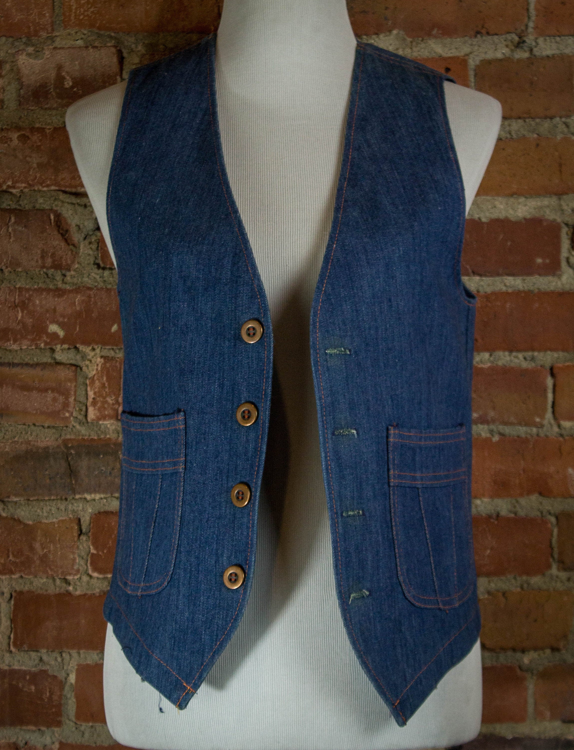 Vintage 70s JC Penney Denim Vest Unisex Small Etsy