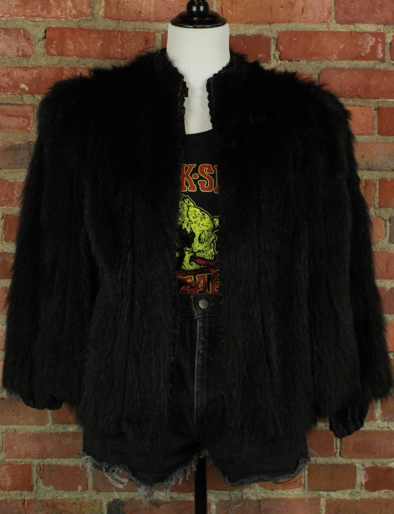 Women's Vintage 40's Black Fur Coat - Small