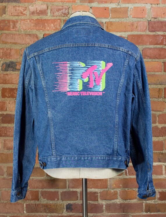 Denim Jean Jacket With Neon MTV 