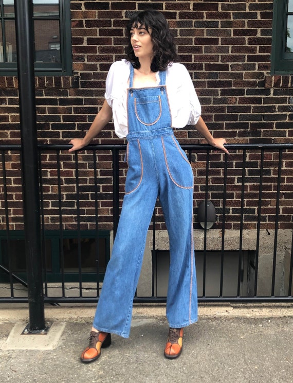 70's style denim jumpsuit