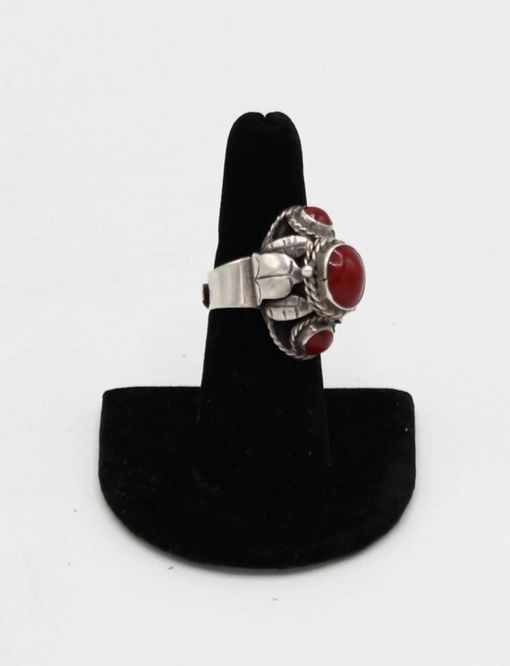 Vintage Mexican Sterling Silver Maroon Poison Ring