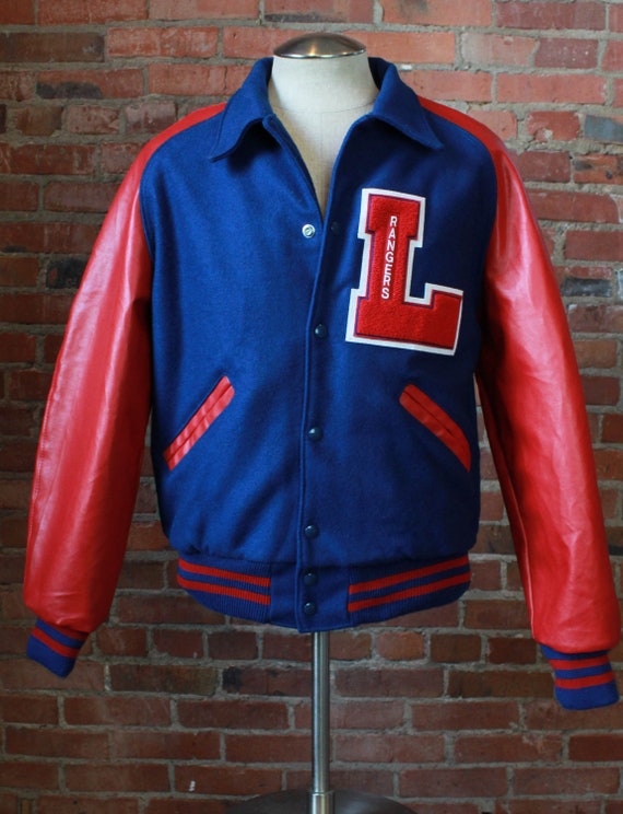 Vintage 80's Rangers Varsity Letterman Jacket Bomb