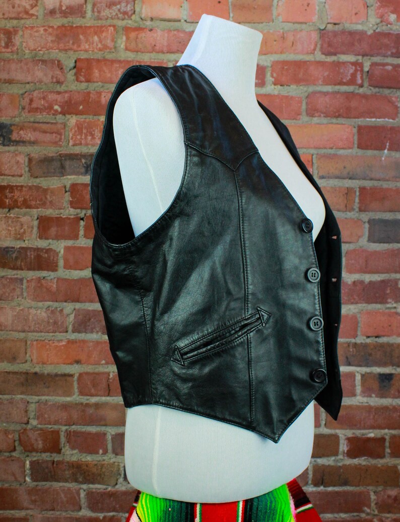 Vintage 80/'s Harley Davidson Vest Leather Biker Riding Motorcycle Patch Black Unisex Medium
