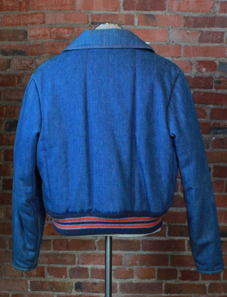 Men/'s Vintage 70/'s Samco Denim Jacket Thermal Twins Winter Hunting Skiing Blue Orange LargeXL