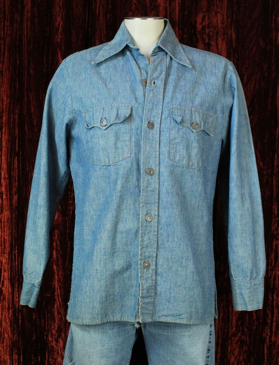 Men's Vintage 70's Levi's Denim Shirt Jac Medium