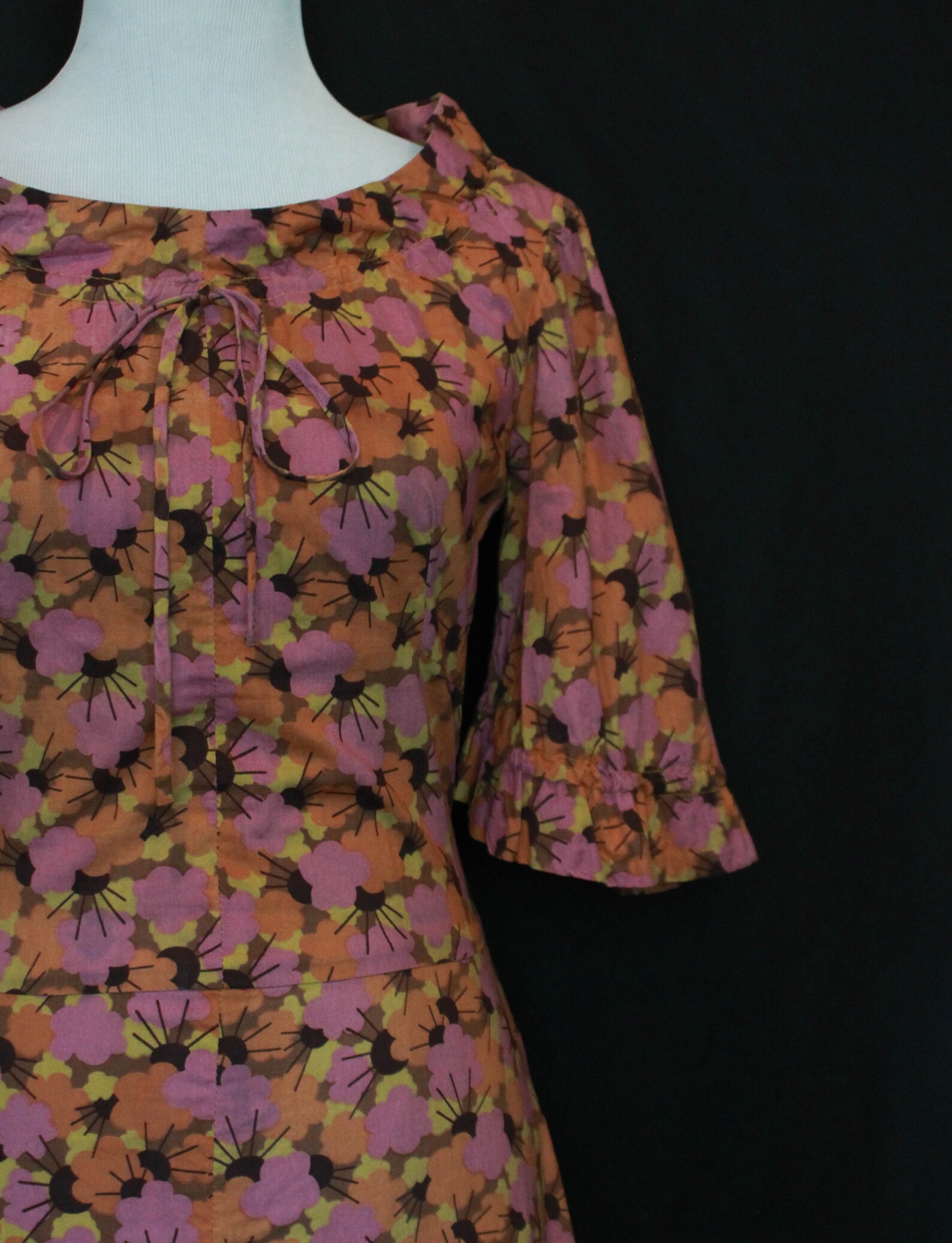 Women's Vintage 60's Biba Pink Orange Flower Pattern Etsy
