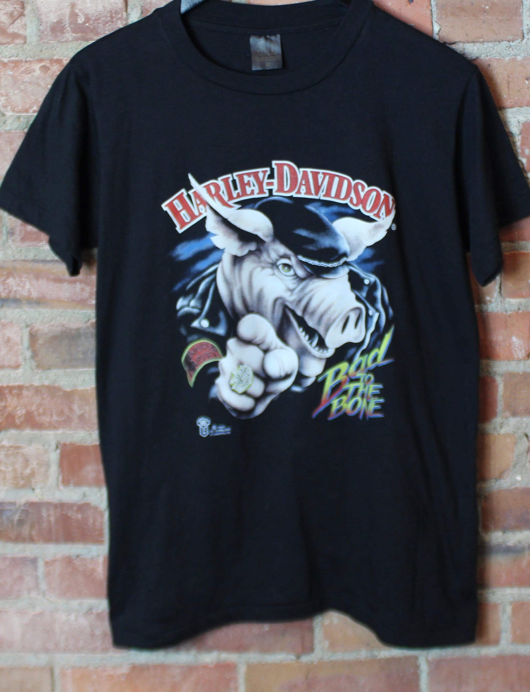 Vintage Harley Davidson Bad to the Bone 1987 3D Emblem T Shirt | Etsy