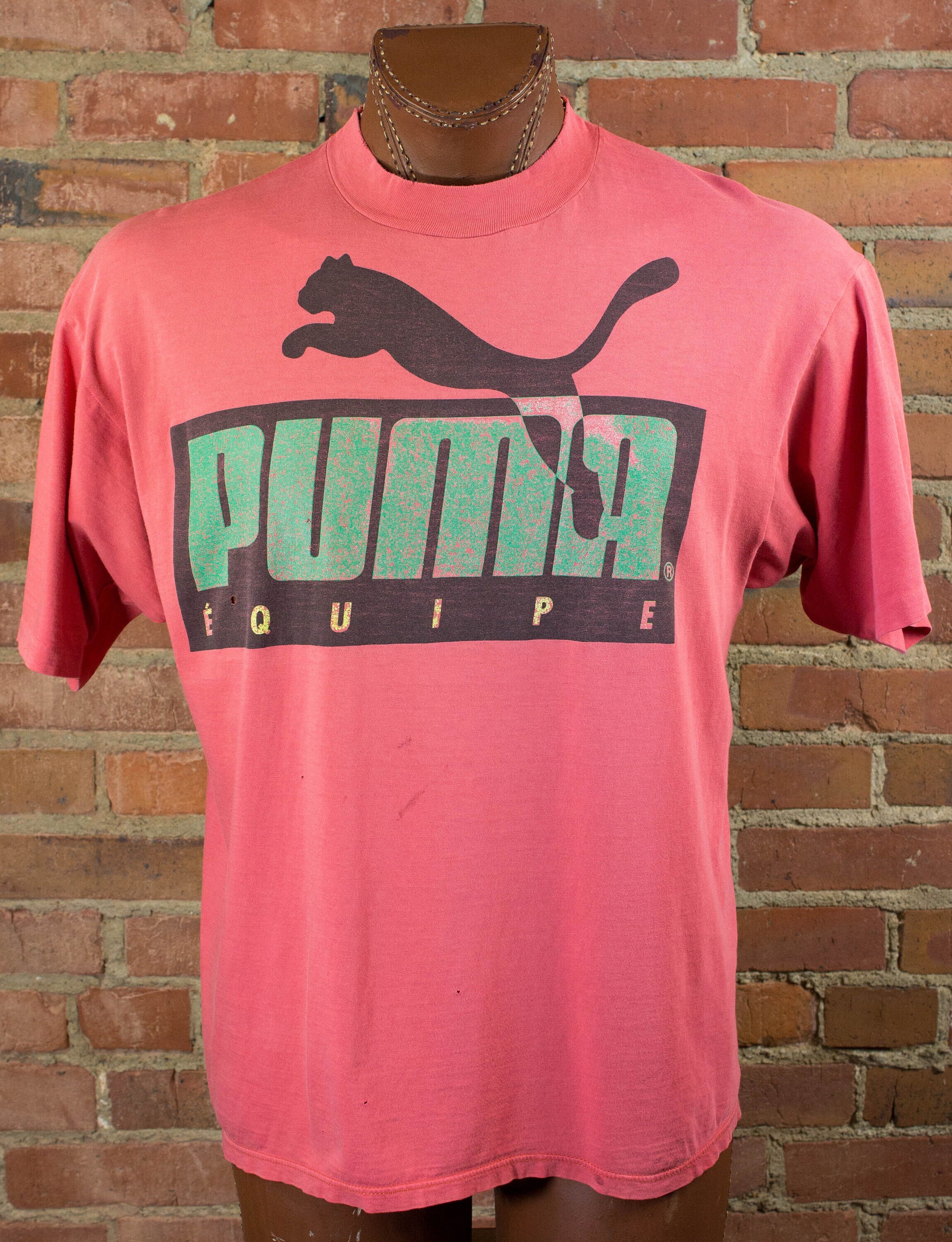 Vintage 90s Puma Equipe Pink Graphic T 