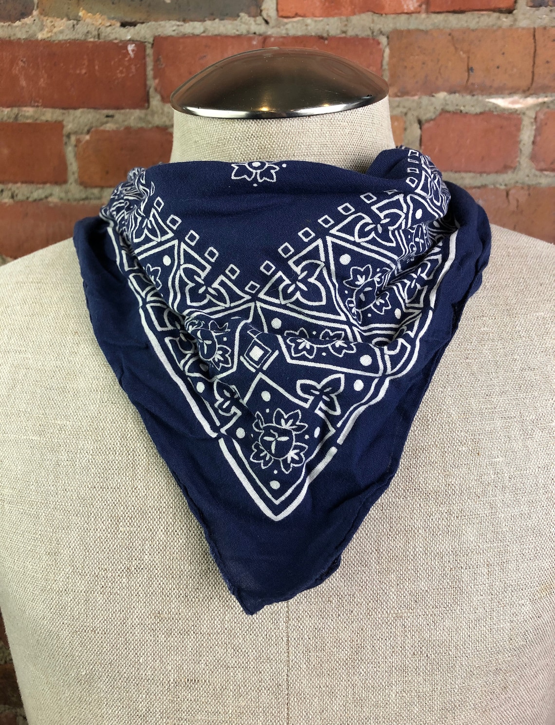 Vintage 60's Blue Selvedge Bandana Etsy