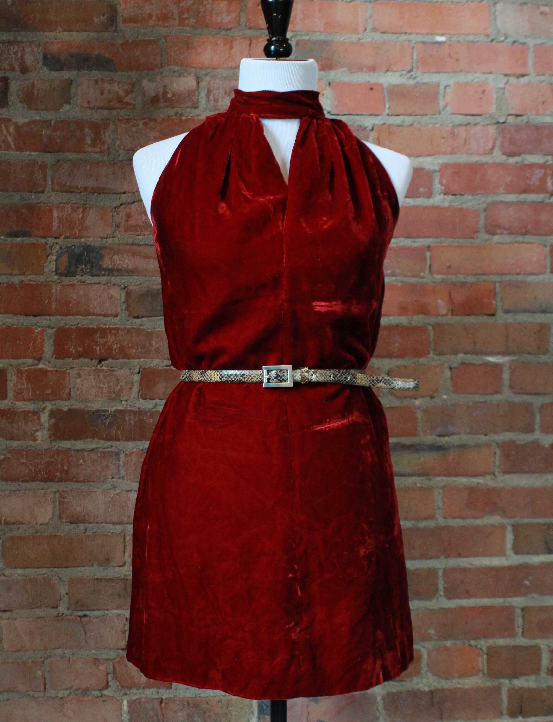 red velvet mini dress