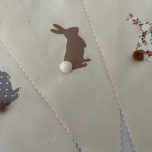 Easter Bunting Multi Grey Brown Pom Pom Rabbits Various Sizes Country Bunnies image 5