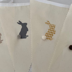 Easter Bunting Multi Grey Brown Pom Pom Rabbits Various Sizes Country Bunnies image 8