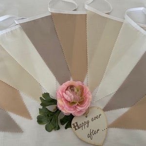 Various Sizes of Shades of Neutrals Soft Mink Beiges and Ivory Party / Celebration Fabric Bunting