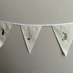 Easter Bunting Multi Grey Brown Pom Pom Rabbits Various Sizes Country Bunnies image 7