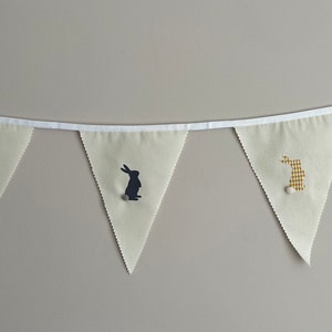 Easter Bunting Multi Grey Brown Pom Pom Rabbits Various Sizes Country Bunnies image 2