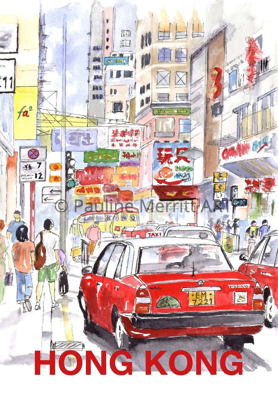 Hong Kong Wall Art Low Cost A4 Asia Watercolour Etsy UK