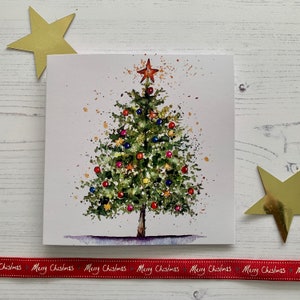 Christmas Tree Card |  Watercolour  | Traditional Christmas Card | Classic Christmas Card | Illustrated Card